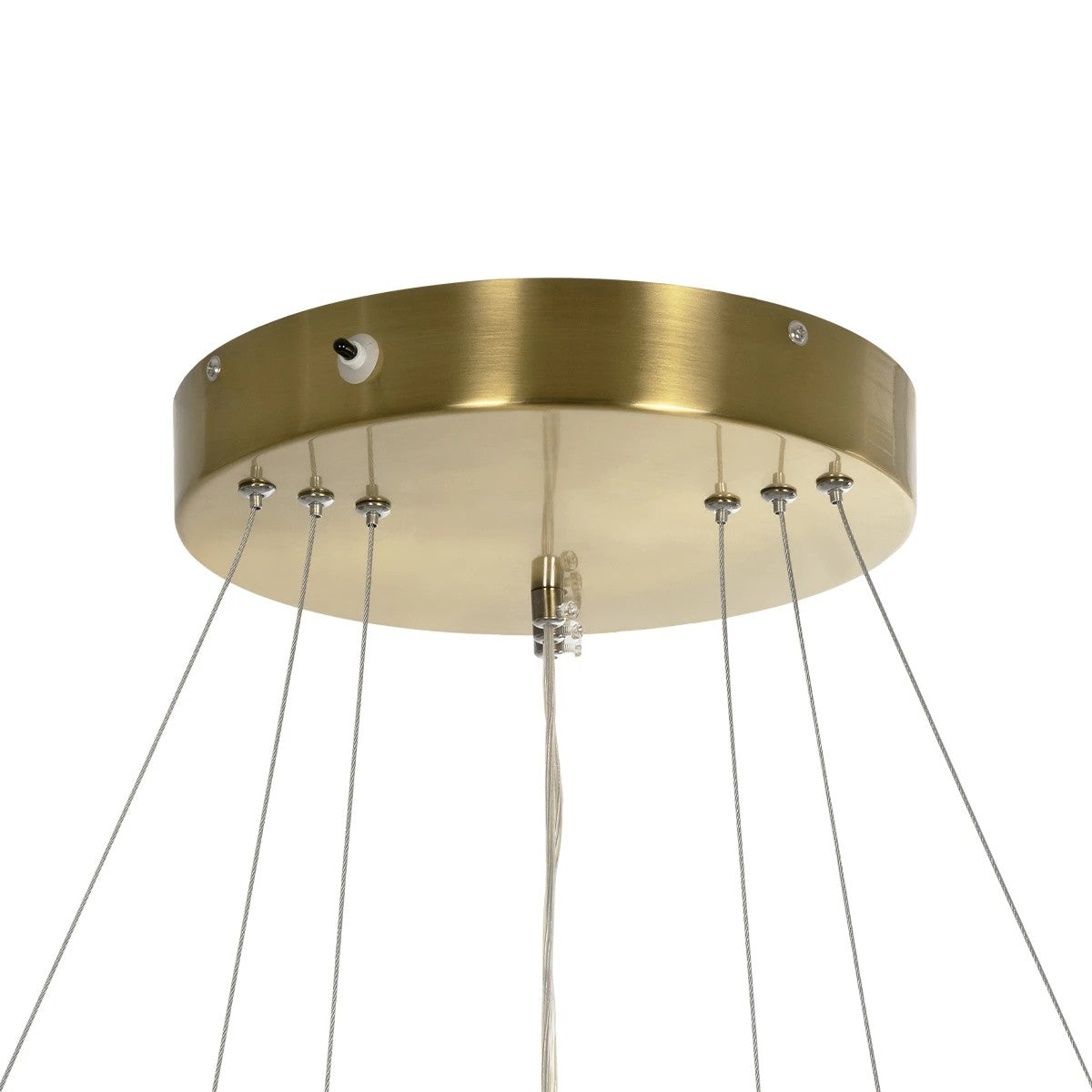 NEMESIS TRIO 61169-DECO Μοντέρνο Κρεμαστό Φωτιστικό Οροφής LED 100W 12123lm 360° AC 220-240V IP20 Ρυθμιζόμενο Λευκό CCT με Χειριστήριο από 2700K έως 6000K Dimmable - Lumileds SMD Chip - Χρυσό Βούρτσας - Μ60 x Π60 x Υ60