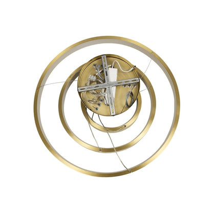 NEMESIS TRIO 61169-DECO Μοντέρνο Κρεμαστό Φωτιστικό Οροφής LED 100W 12123lm 360° AC 220-240V IP20 Ρυθμιζόμενο Λευκό CCT με Χειριστήριο από 2700K έως 6000K Dimmable - Lumileds SMD Chip - Χρυσό Βούρτσας - Μ60 x Π60 x Υ60