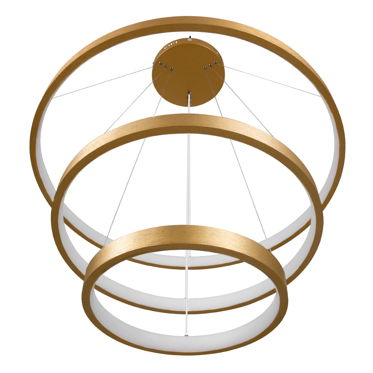 NEMESIS TRIO 61172 Μοντέρνο Κρεμαστό Φωτιστικό Οροφής LED 120W 14723lm 360° AC 220-240V IP20 Ρυθμιζόμενο Λευκό CCT με Χειριστήριο από 2700K έως 6000K Dimmable - Lumileds SMD Chip - Χρυσό Βούρτσας - Μ80 x Π80 x Υ60