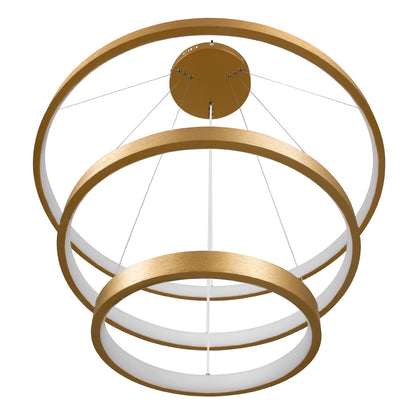 NEMESIS TRIO 61172 Μοντέρνο Κρεμαστό Φωτιστικό Οροφής LED 120W 14723lm 360° AC 220-240V IP20 Ρυθμιζόμενο Λευκό CCT με Χειριστήριο από 2700K έως 6000K Dimmable - Lumileds SMD Chip - Χρυσό Βούρτσας - Μ80 x Π80 x Υ60