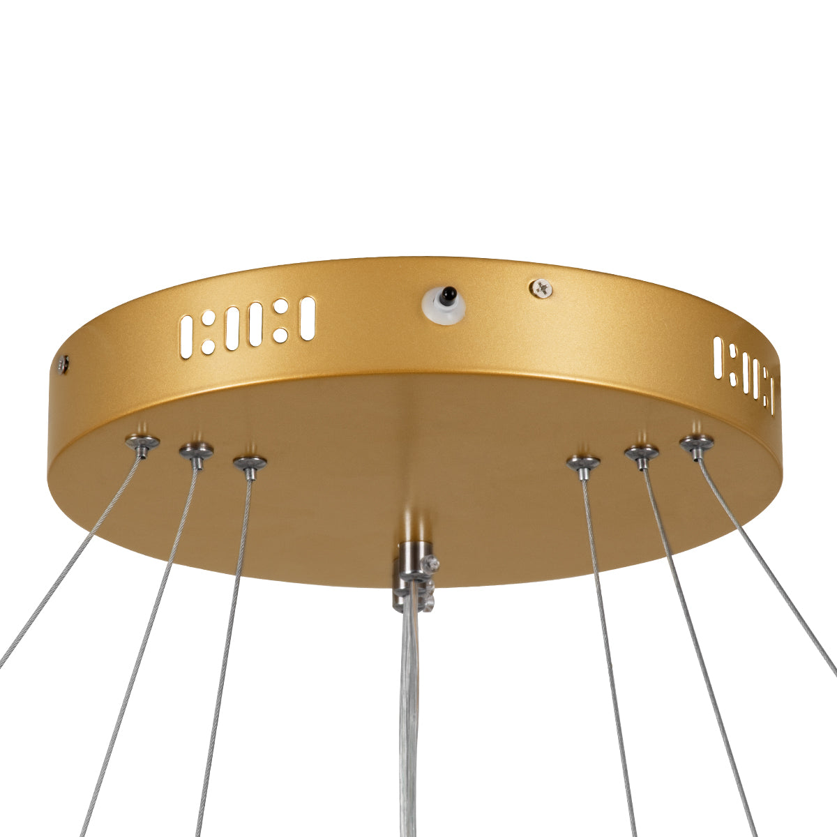 NEMESIS TRIO 61172 Μοντέρνο Κρεμαστό Φωτιστικό Οροφής LED 120W 14723lm 360° AC 220-240V IP20 Ρυθμιζόμενο Λευκό CCT με Χειριστήριο από 2700K έως 6000K Dimmable - Lumileds SMD Chip - Χρυσό Βούρτσας - Μ80 x Π80 x Υ60