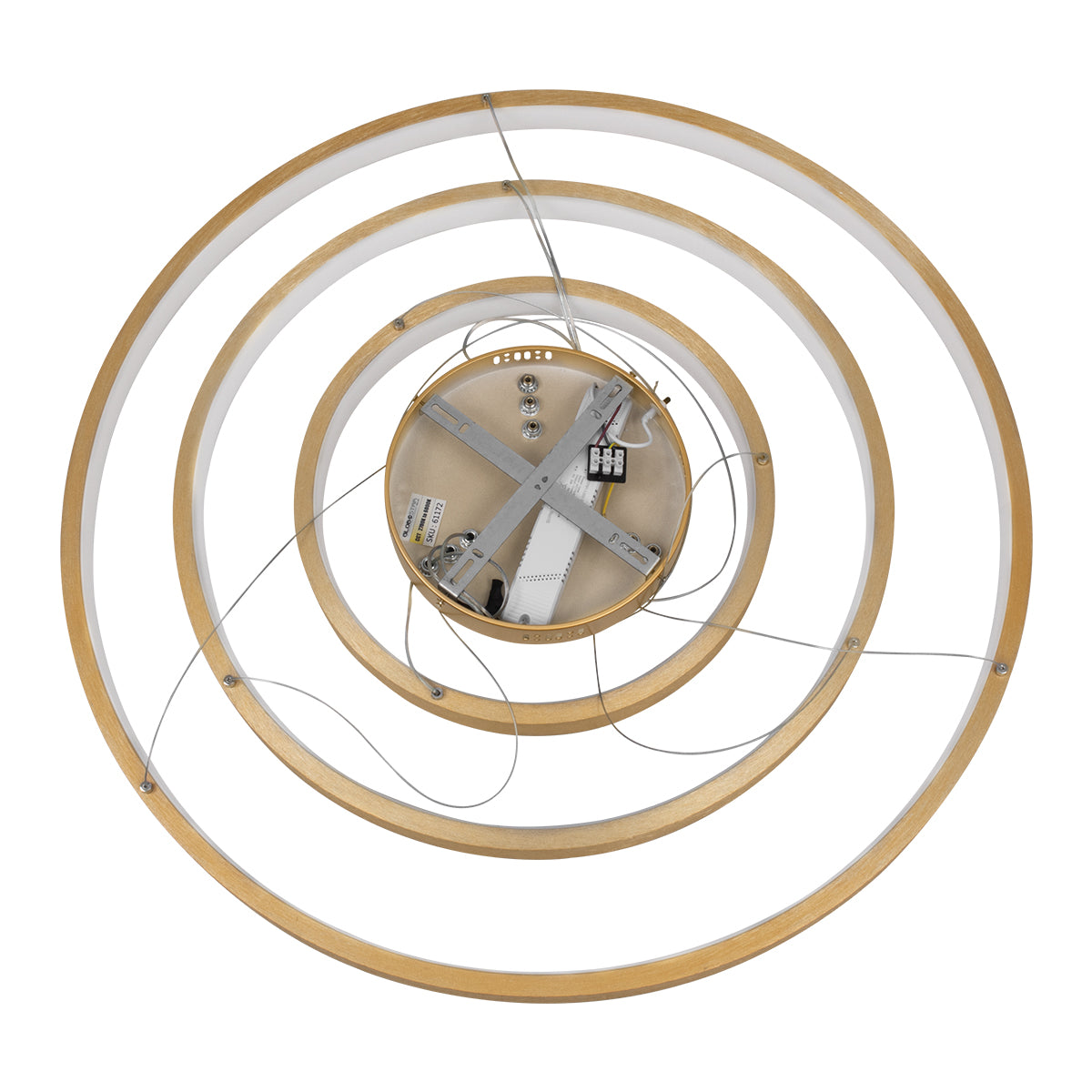 NEMESIS TRIO 61172 Μοντέρνο Κρεμαστό Φωτιστικό Οροφής LED 120W 14723lm 360° AC 220-240V IP20 Ρυθμιζόμενο Λευκό CCT με Χειριστήριο από 2700K έως 6000K Dimmable - Lumileds SMD Chip - Χρυσό Βούρτσας - Μ80 x Π80 x Υ60