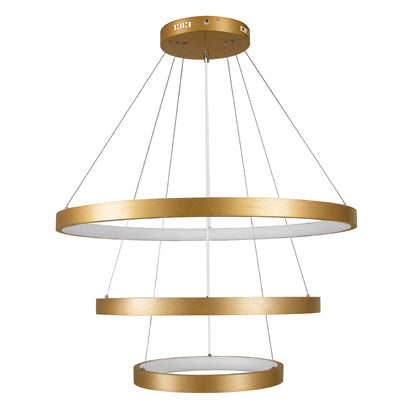 NEMESIS TRIO 61172-DECO Μοντέρνο Κρεμαστό Φωτιστικό Οροφής LED 120W 14723lm 360° AC 220-240V IP20 Ρυθμιζόμενο Λευκό CCT με Χειριστήριο από 2700K έως 6000K Dimmable - Lumileds SMD Chip - Χρυσό Βούρτσας - Μ40 x Π60 x Υ80