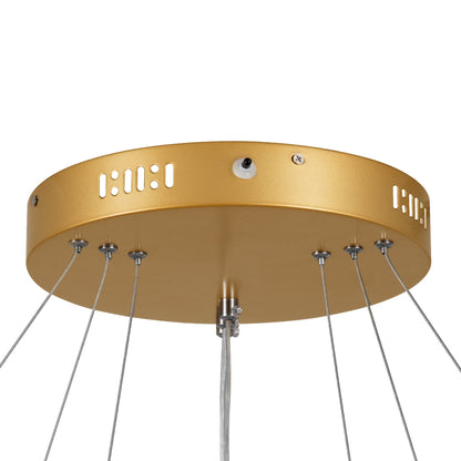 NEMESIS TRIO 61172-DECO Μοντέρνο Κρεμαστό Φωτιστικό Οροφής LED 120W 14723lm 360° AC 220-240V IP20 Ρυθμιζόμενο Λευκό CCT με Χειριστήριο από 2700K έως 6000K Dimmable - Lumileds SMD Chip - Χρυσό Βούρτσας - Μ40 x Π60 x Υ80