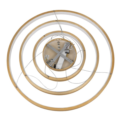 NEMESIS TRIO 61172-DECO Μοντέρνο Κρεμαστό Φωτιστικό Οροφής LED 120W 14723lm 360° AC 220-240V IP20 Ρυθμιζόμενο Λευκό CCT με Χειριστήριο από 2700K έως 6000K Dimmable - Lumileds SMD Chip - Χρυσό Βούρτσας - Μ40 x Π60 x Υ80