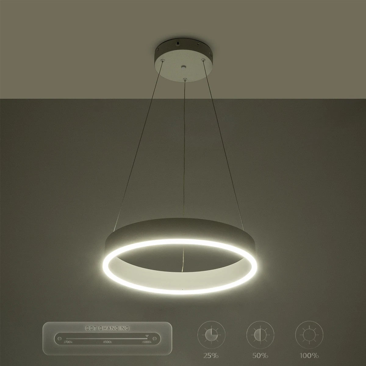 VENOM 61174 Μοντέρνο Κρεμαστό Φωτιστικό Οροφής LED 30W 3513lm 120° AC 220-240V IP20 Ρυθμιζόμενο Λευκό CCT με Χειριστήριο από 2700K έως 6000K Dimmable - Lumileds SMD Chip - Λευκό Ματ - Μ40 x Π40 x Υ6.5