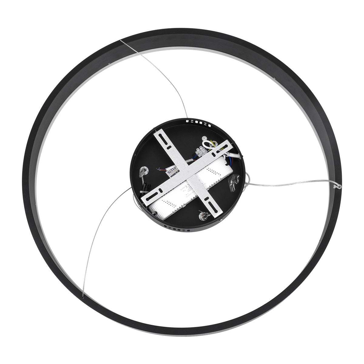 VENOM 61176 Κρεμαστό Φωτιστικό Δαχτυλίδι-Κύκλος LED CCT 45W 5269lm 120° AC 220-240V - Εναλλαγή Φωτισμού μέσω Τηλεχειριστηρίου All In One Ψυχρό 6000K+Φυσικό 4500K+Θερμό 2700K Dimmable Φ60cm - Μαύρο