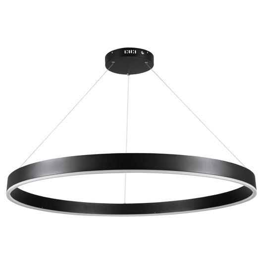 VENOM 61182 Μοντέρνο Κρεμαστό Φωτιστικό Οροφής LED 75W 8818lm 120° AC 220-240V IP20 Ρυθμιζόμενο Λευκό CCT με Χειριστήριο από 2700K έως 6000K Dimmable - Lumileds SMD Chip - Μαύρο Ματ - Μ100 x Π100 x Υ6.5