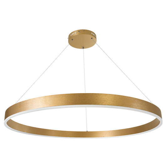VENOM 61184 Κρεμαστό Φωτιστικό Δαχτυλίδι-Κύκλος LED CCT 75W 8818lm 120° AC 220-240V - Εναλλαγή Φωτισμού μέσω Τηλεχειριστηρίου All In One Ψυχρό 6000K+Φυσικό 4500K+Θερμό 2700K Dimmable Φ100cm - Χρυσό Βούρτσας