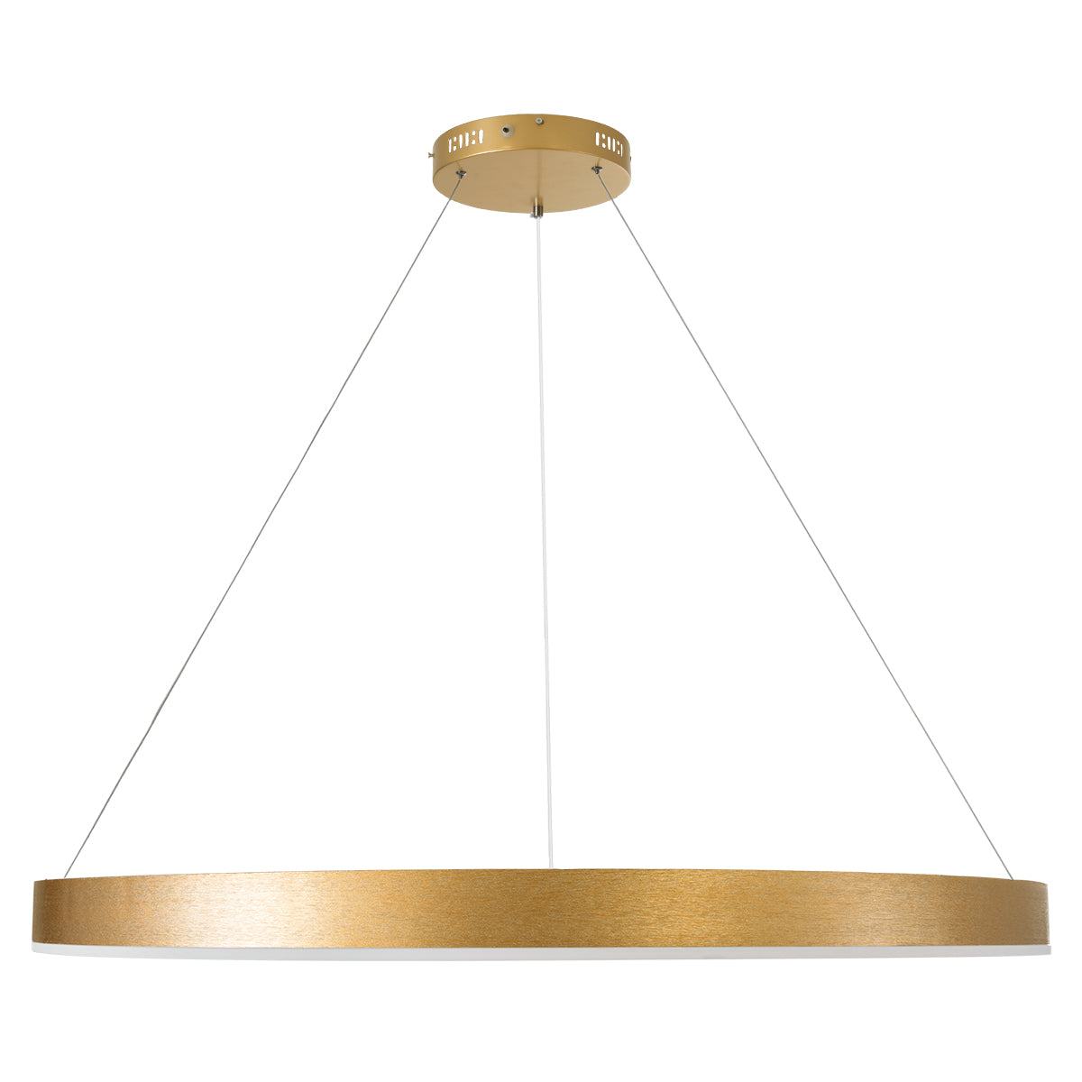 VENOM 61184 Κρεμαστό Φωτιστικό Δαχτυλίδι-Κύκλος LED CCT 75W 8818lm 120° AC 220-240V - Εναλλαγή Φωτισμού μέσω Τηλεχειριστηρίου All In One Ψυχρό 6000K+Φυσικό 4500K+Θερμό 2700K Dimmable Φ100cm - Χρυσό Βούρτσας