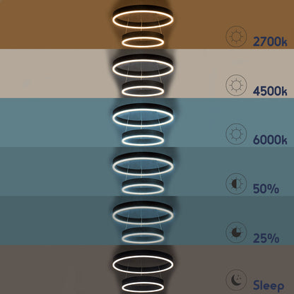 VENOM DUO 61185-DECO Μοντέρνο Κρεμαστό Φωτιστικό Οροφής LED 75W 8818lm 120° AC 220-240V IP20 Ρυθμιζόμενο Λευκό CCT με Χειριστήριο από 2700K έως 6000K Dimmable - Lumileds SMD Chip - Μαύρο - Μ60 x Π60 x Υ40