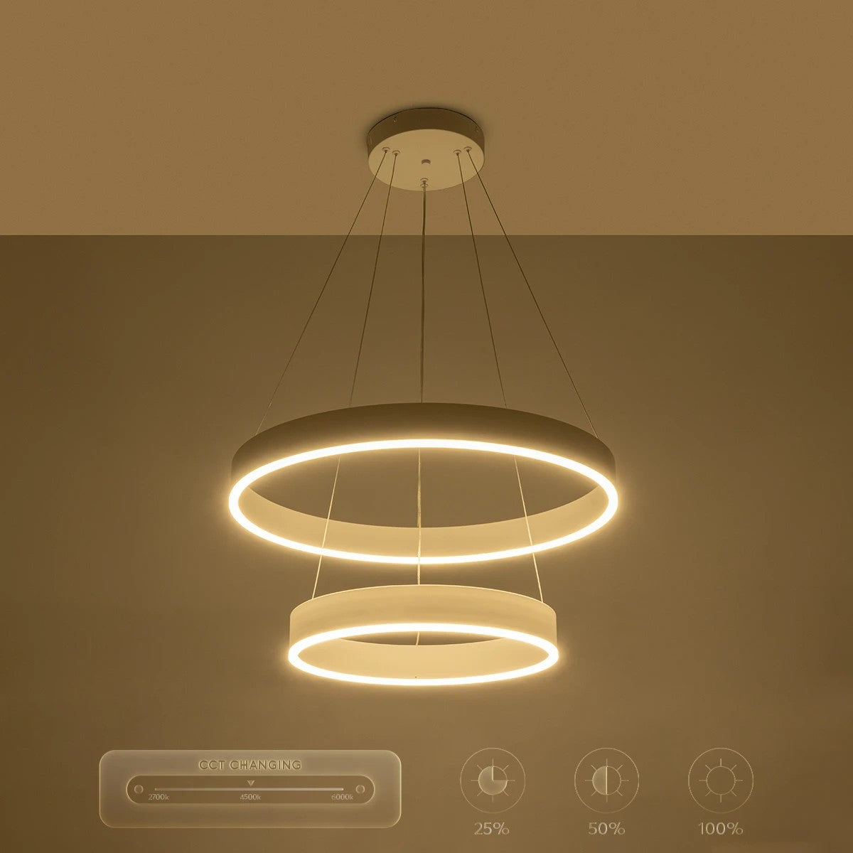 VENOM 61186 Μοντέρνο Κρεμαστό Φωτιστικό Οροφής LED 75W 8818lm 120° AC 220-240V IP20 Ρυθμιζόμενο Λευκό CCT με Χειριστήριο από 2700K έως 6000K Dimmable - Lumileds SMD Chip - Λευκό Ματ - Μ60 x Π60 x Υ40