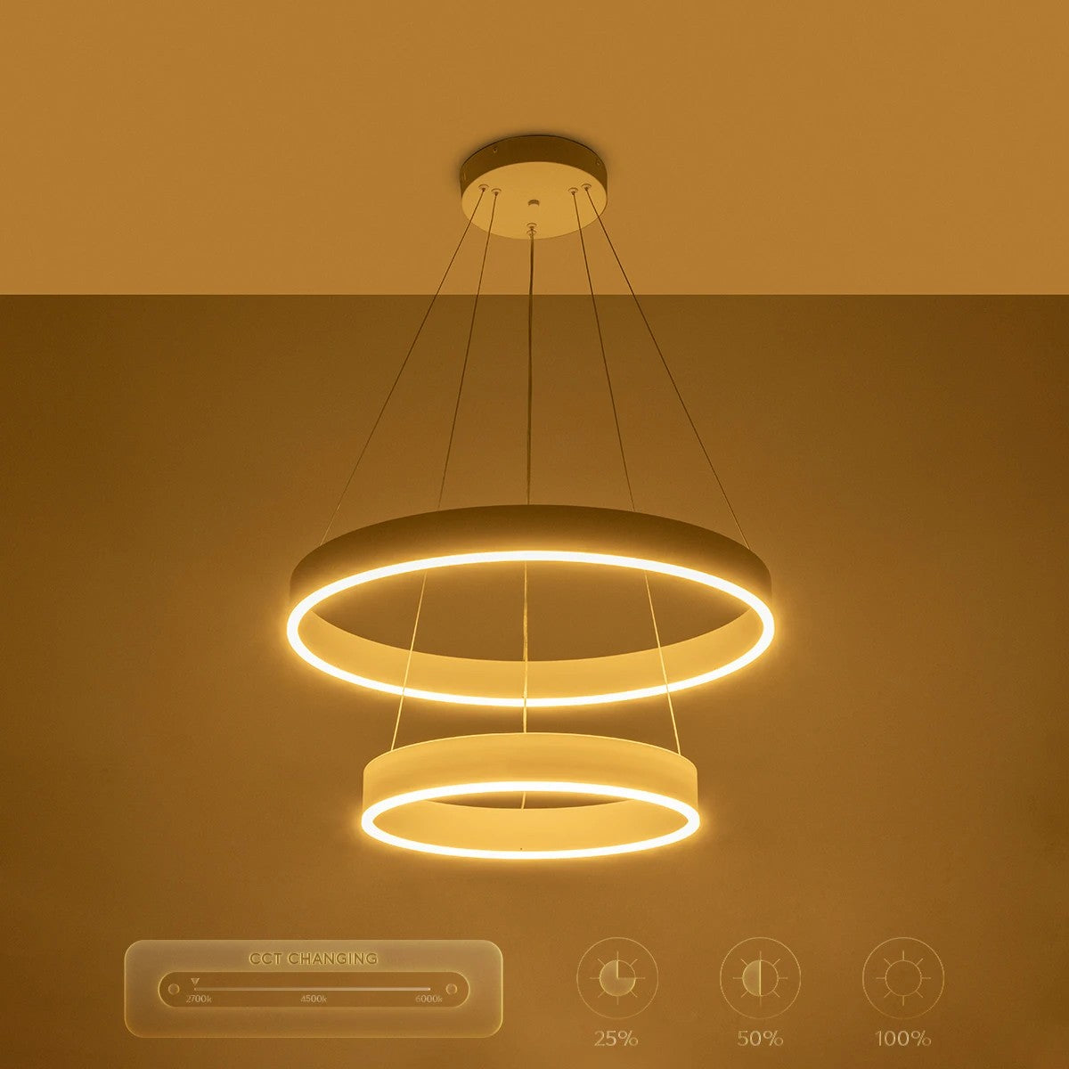 VENOM 61186-DECO Μοντέρνο Κρεμαστό Φωτιστικό Οροφής LED 75W 8818lm 120° AC 220-240V IP20 Ρυθμιζόμενο Λευκό CCT με Χειριστήριο από 2700K έως 6000K Dimmable - Lumileds SMD Chip - Λευκό Ματ - Μ60 x Π60 x Υ40