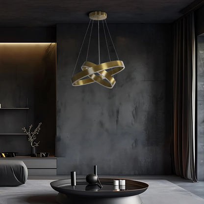 VENOM 61187-DECO Μοντέρνο Κρεμαστό Φωτιστικό Οροφής LED 75W 8818lm 120° AC 220-240V IP20 Ρυθμιζόμενο Λευκό CCT με Χειριστήριο από 2700K έως 6000K Dimmable - Lumileds SMD Chip - Χρυσό Βούρτσας - Μ60 x Π60 x Υ40