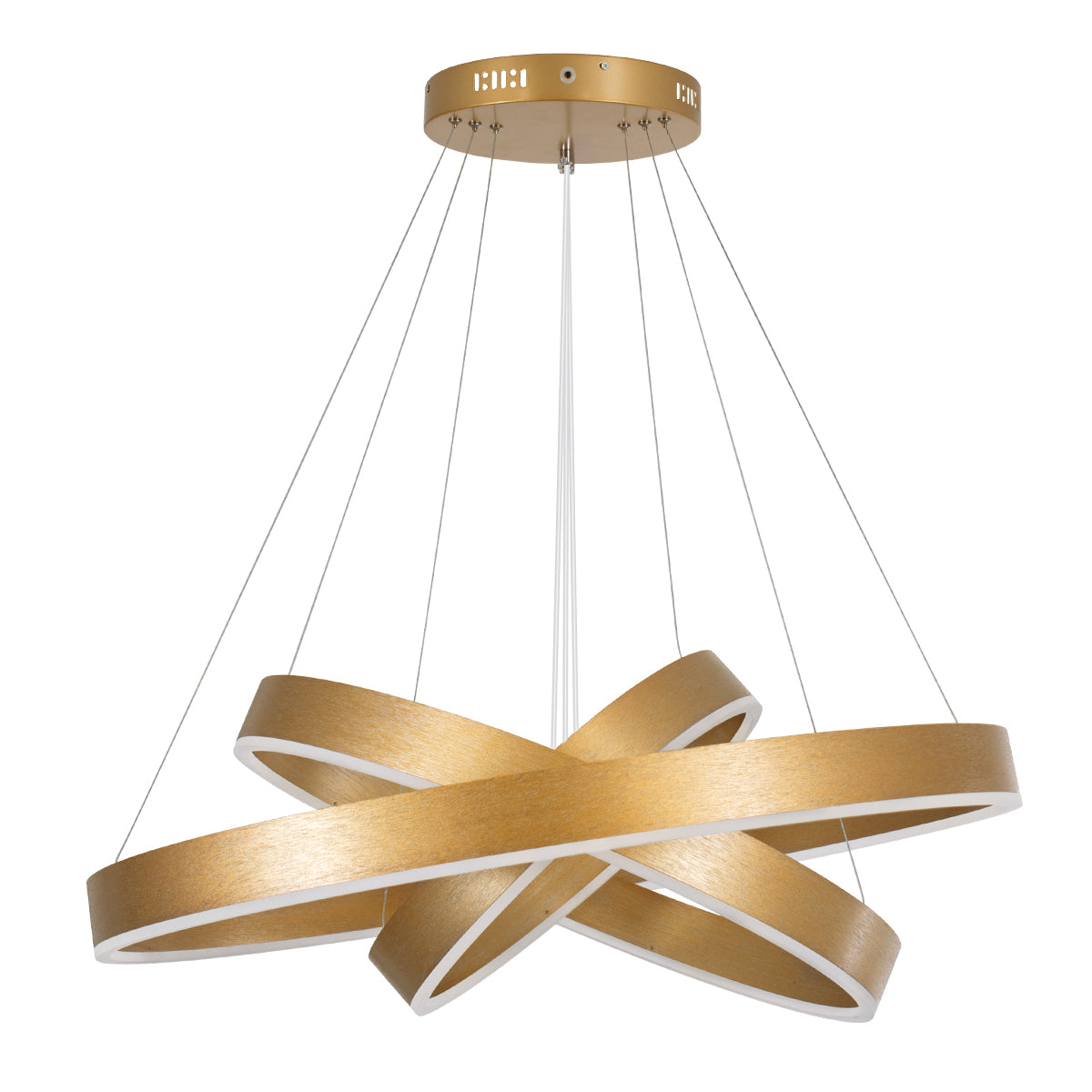 VENOM TRIO 61190 Κρεμαστό Φωτιστικό Δαχτυλίδι-Κύκλος LED CCT 120W 14158lm 120° AC 220-240V - Εναλλαγή Φωτισμού μέσω Τηλεχειριστηρίου All In One Ψυχρό 6000K+Φυσικό 4500K+Θερμό 2700K Dimmable Φ40+60+80cm - Χρυσό Βούρτσας