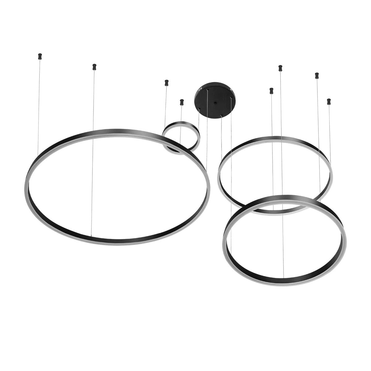 VENOM 61191 Μοντέρνο Κρεμαστό Φωτιστικό Οροφής LED 150W 17659lm 120° AC 220-240V IP20 Ρυθμιζόμενο Λευκό CCT με Χειριστήριο από 2700K έως 6000K Dimmable - Lumileds SMD Chip - Μαύρο Ματ - Μ150 x Π90 x Υ60