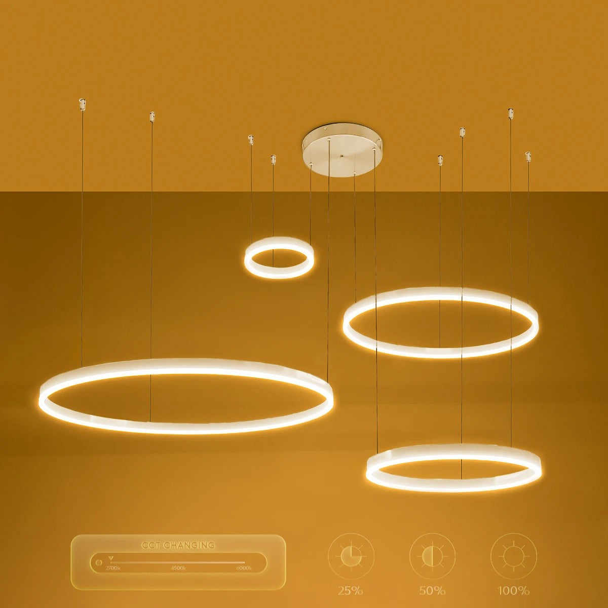 VENOM 61192 Μοντέρνο Κρεμαστό Φωτιστικό Οροφής LED 150W 17659lm 120° AC 220-240V IP20 Ρυθμιζόμενο Λευκό CCT με Χειριστήριο από 2700K έως 6000K Dimmable - Lumileds SMD Chip - Λευκό Ματ - Μ150 x Π90 x Υ60