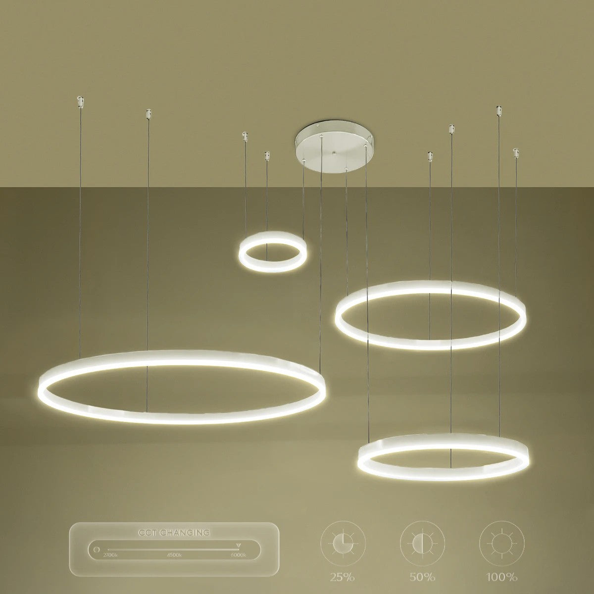 VENOM 61192 Μοντέρνο Κρεμαστό Φωτιστικό Οροφής LED 150W 17659lm 120° AC 220-240V IP20 Ρυθμιζόμενο Λευκό CCT με Χειριστήριο από 2700K έως 6000K Dimmable - Lumileds SMD Chip - Λευκό Ματ - Μ150 x Π90 x Υ60