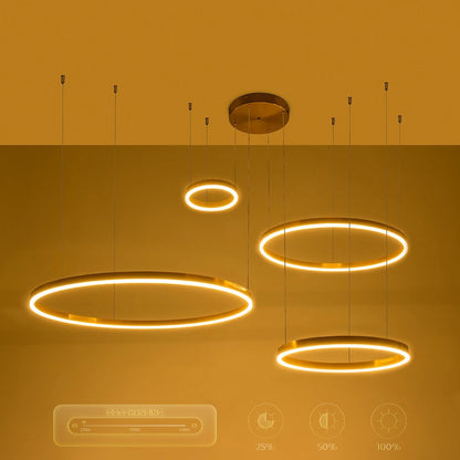 VENOM 61193 Μοντέρνο Κρεμαστό Φωτιστικό Οροφής LED 150W 17659lm 120° AC 220-240V IP20 Ρυθμιζόμενο Λευκό CCT με Χειριστήριο από 2700K έως 6000K Dimmable - Lumileds SMD Chip - Χρυσό Βούρτσας - Μ150 x Π90 x Υ60