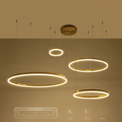 VENOM 61193 Μοντέρνο Κρεμαστό Φωτιστικό Οροφής LED 150W 17659lm 120° AC 220-240V IP20 Ρυθμιζόμενο Λευκό CCT με Χειριστήριο από 2700K έως 6000K Dimmable - Lumileds SMD Chip - Χρυσό Βούρτσας - Μ150 x Π90 x Υ60