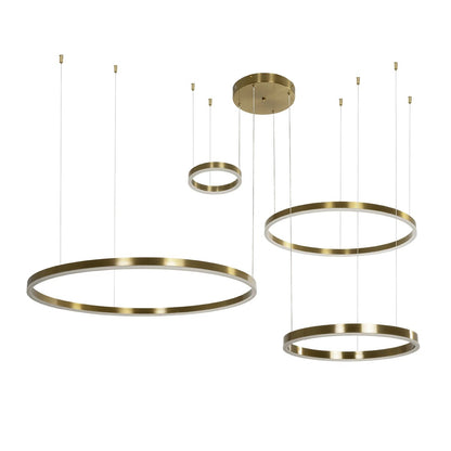 VENOM 61193 Μοντέρνο Κρεμαστό Φωτιστικό Οροφής LED 150W 17659lm 120° AC 220-240V IP20 Ρυθμιζόμενο Λευκό CCT με Χειριστήριο από 2700K έως 6000K Dimmable - Lumileds SMD Chip - Χρυσό Βούρτσας - Μ150 x Π90 x Υ60