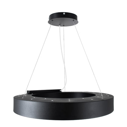 RA 61194 Κρεμαστό Φωτιστικό Δαχτυλίδι-Κύκλος LED CCT 67W 7370lm 120° AC 220-240V - Εναλλαγή Φωτισμού μέσω Τηλεχειριστηρίου All In One Ψυχρό 6000k+Φυσικό 4500k+Θερμό 2700k Dimmable Φ60cm - Μαύρο