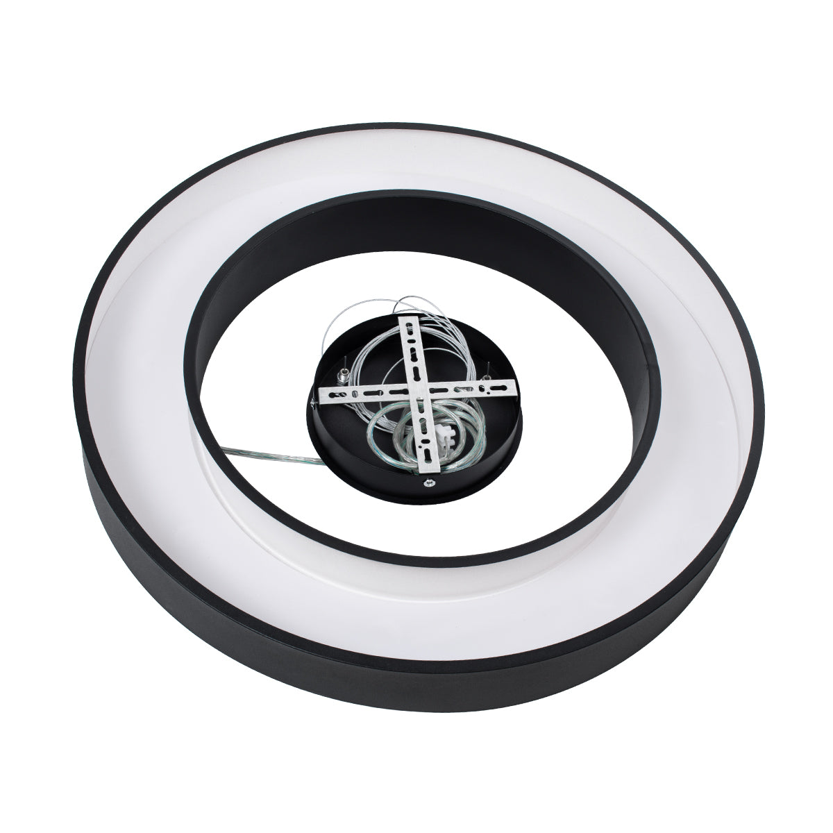 RA 61194 Κρεμαστό Φωτιστικό Δαχτυλίδι-Κύκλος LED CCT 67W 7370lm 120° AC 220-240V - Εναλλαγή Φωτισμού μέσω Τηλεχειριστηρίου All In One Ψυχρό 6000k+Φυσικό 4500k+Θερμό 2700k Dimmable Φ60cm - Μαύρο