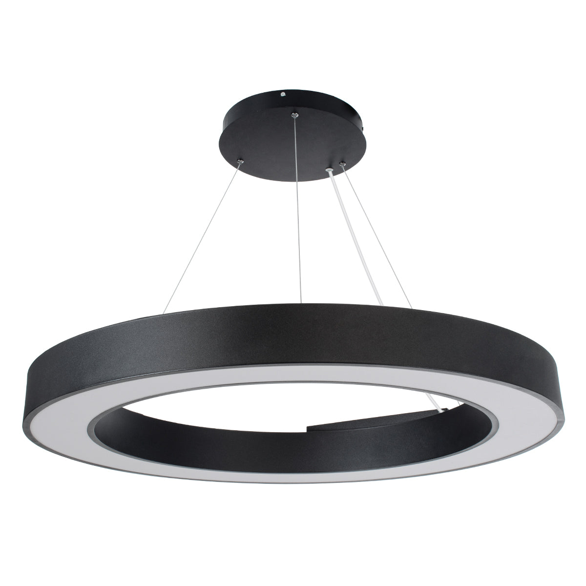 RA 61196 Κρεμαστό Φωτιστικό Δαχτυλίδι-Κύκλος LED CCT 75W 8250lm 120° AC 220-240V - Εναλλαγή Φωτισμού μέσω Τηλεχειριστηρίου All In One Ψυχρό 6000k+Φυσικό 4500k+Θερμό 2700k Dimmable Φ80cm - Μαύρο