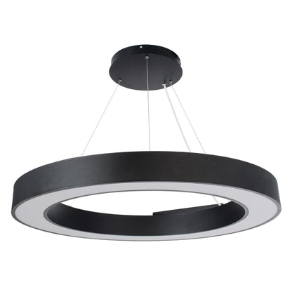 RA 61196 Κρεμαστό Φωτιστικό Δαχτυλίδι-Κύκλος LED CCT 75W 8250lm 120° AC 220-240V - Εναλλαγή Φωτισμού μέσω Τηλεχειριστηρίου All In One Ψυχρό 6000k+Φυσικό 4500k+Θερμό 2700k Dimmable Φ80cm - Μαύρο