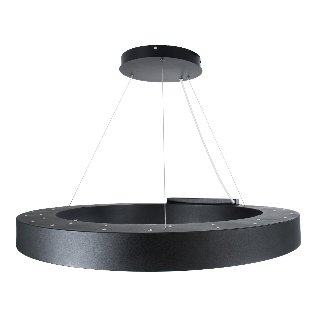 RA 61196 Κρεμαστό Φωτιστικό Δαχτυλίδι-Κύκλος LED CCT 75W 8250lm 120° AC 220-240V - Εναλλαγή Φωτισμού μέσω Τηλεχειριστηρίου All In One Ψυχρό 6000k+Φυσικό 4500k+Θερμό 2700k Dimmable Φ80cm - Μαύρο