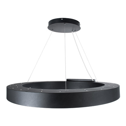 RA 61196 Κρεμαστό Φωτιστικό Δαχτυλίδι-Κύκλος LED CCT 75W 8250lm 120° AC 220-240V - Εναλλαγή Φωτισμού μέσω Τηλεχειριστηρίου All In One Ψυχρό 6000k+Φυσικό 4500k+Θερμό 2700k Dimmable Φ80cm - Μαύρο