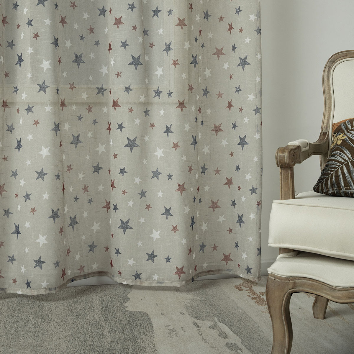 Κουρτίνα Art 6120 280x280εκ Μπεζ/Κόκκινο/Μπλε