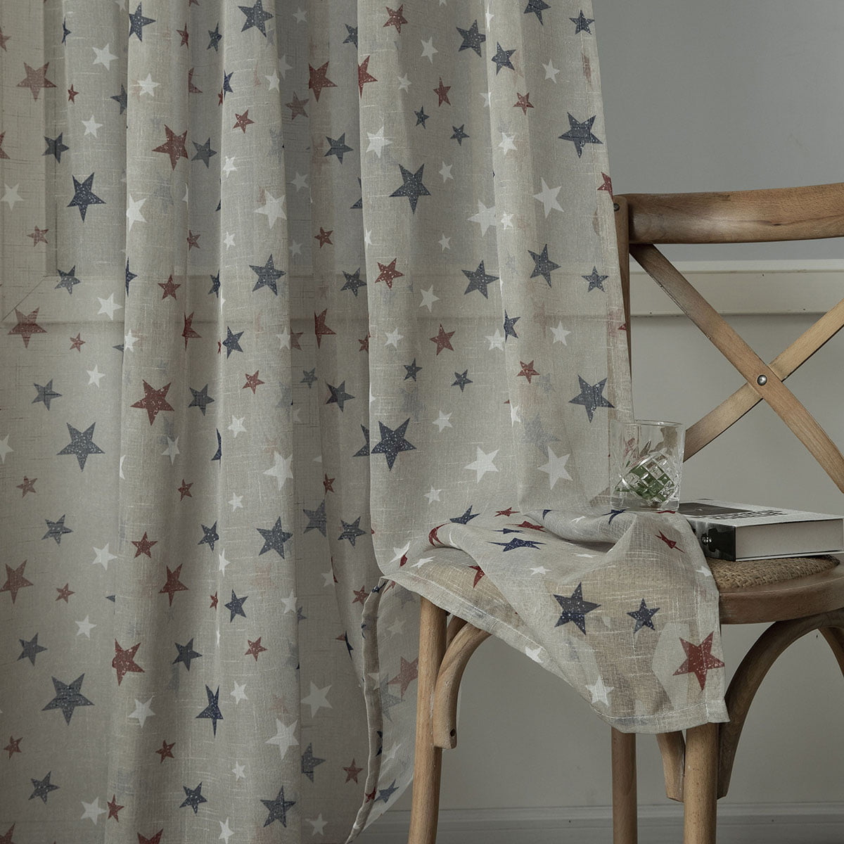 Κουρτίνα Art 6120 280x280εκ Μπεζ/Κόκκινο/Μπλε