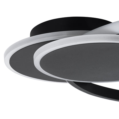 CIRCUO 61229 Modern LED Ceiling Light 75W 8400lm 360° AC 220-240V IP20 Adjustable White CCT with Remote Control from 2700K to 6000K Dimmable - Lumileds SMD Chip - Matt Black - L53 x W42.5 x H9
