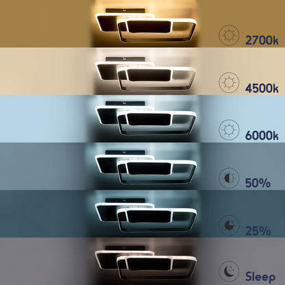SQUARO 61231 Μοντέρνο Φωτιστικό Οροφής LED 75W 8400lm 360° AC 220-240V IP20 Ρυθμιζόμενο Λευκό CCT με Χειριστήριο από 2700K έως 6000K Dimmable - Lumileds SMD Chip - Μαύρο Ματ - Μ48.5 x Π51 x Υ9