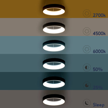 SALEM 61243 Μοντέρνο Κρεμαστό Φωτιστικό Οροφής LED 75W 8625lm 120° AC 220-240V IP20 Ρυθμιζόμενο Λευκό CCT με Χειριστήριο από 2700K έως 6000K Dimmable - Lumileds SMD Chip - Χρυσό - Μ45 x Π45 x Υ7