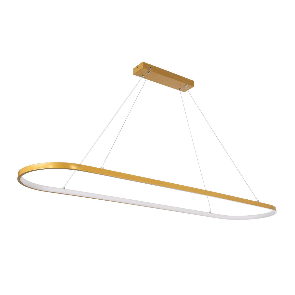 BOLIVAR 61274 Μοντέρνο Κρεμαστό Φωτιστικό Οροφής LED 54W 6210lm 360° AC 220-240V IP20 Ρυθμιζόμενο Λευκό CCT με Χειριστήριο από 2700K έως 6000K Dimmable - Lumileds SMD Chip - Χρυσό Βούρτσας - Μ120 x Π30 x Υ2