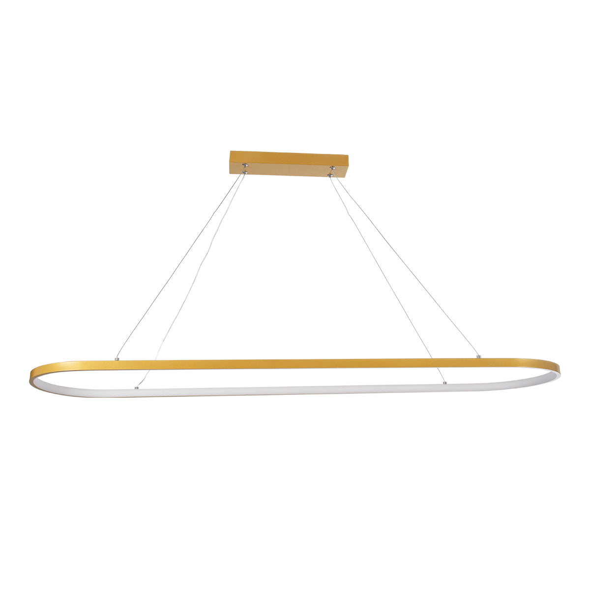 BOLIVAR 61274 Μοντέρνο Κρεμαστό Φωτιστικό Οροφής LED 54W 6210lm 360° AC 220-240V IP20 Ρυθμιζόμενο Λευκό CCT με Χειριστήριο από 2700K έως 6000K Dimmable - Lumileds SMD Chip - Χρυσό Βούρτσας - Μ120 x Π30 x Υ2