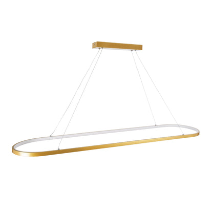 BOLIVAR 61274 Μοντέρνο Κρεμαστό Φωτιστικό Οροφής LED 54W 6210lm 360° AC 220-240V IP20 Ρυθμιζόμενο Λευκό CCT με Χειριστήριο από 2700K έως 6000K Dimmable - Lumileds SMD Chip - Χρυσό Βούρτσας - Μ120 x Π30 x Υ2