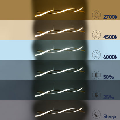 MORALES 61278 Κρεμαστό Φωτιστικό Οροφής Design LED CCT 54W 6048lm 200° AC 220-240V - Εναλλαγή Φωτισμού μέσω Τηλεχειριστηρίου All In One Ψυχρό 6000k+Φυσικό 4500k+Θερμό 2700k Dimmable Μ90 x Π14 x Υ14cm - Χρυσό Πλατίνα