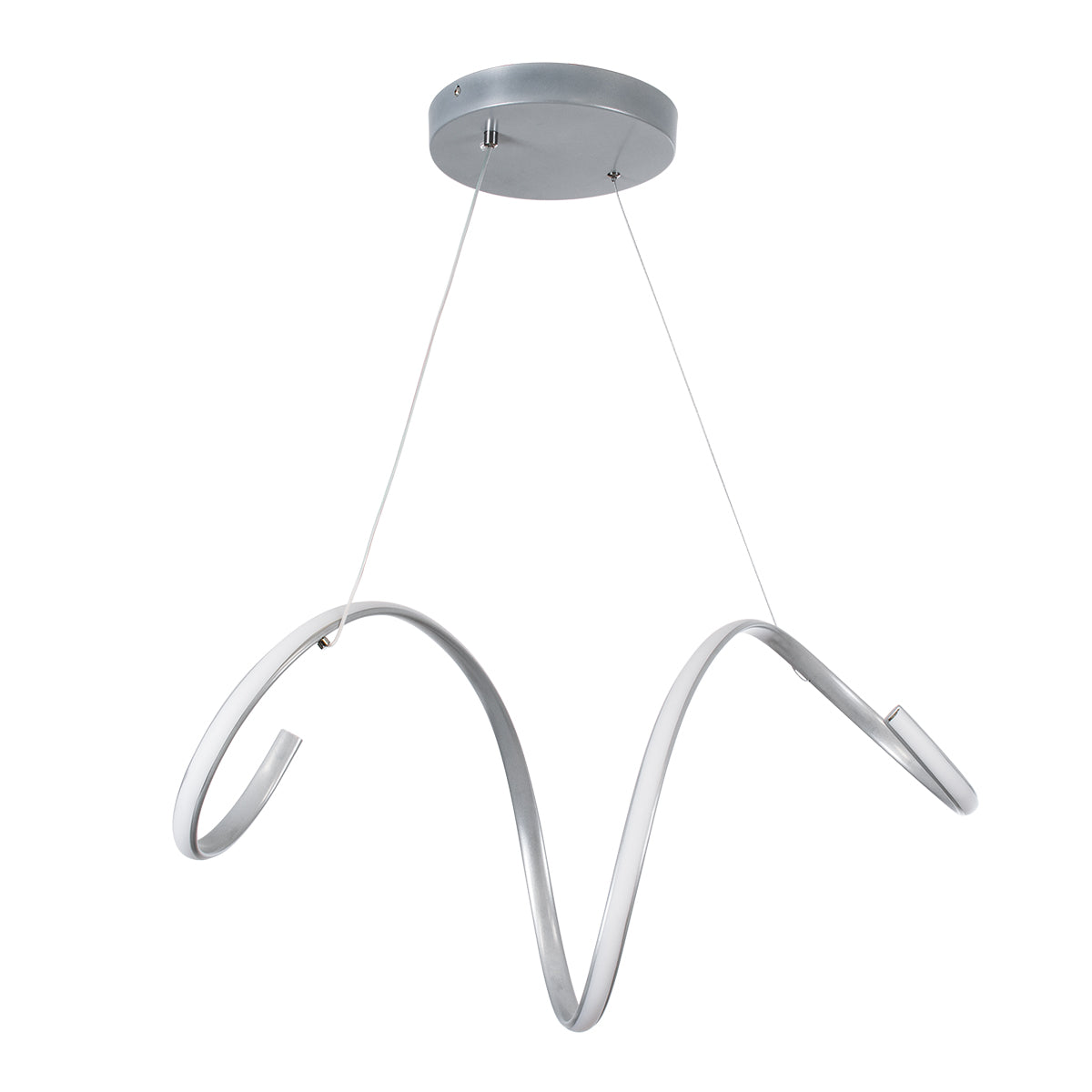 SPIRALE 61285 Κρεμαστό Φωτιστικό Οροφής Design LED CCT 75W 8400lm 300° AC 220-240V - Εναλλαγή Φωτισμού μέσω Τηλεχειριστηρίου All In One Ψυχρό 6000k+Φυσικό 4500k+Θερμό 2700k Dimmable Μ72 x Π25 x Υ30cm - Νίκελ Ασημί Βούρτσας