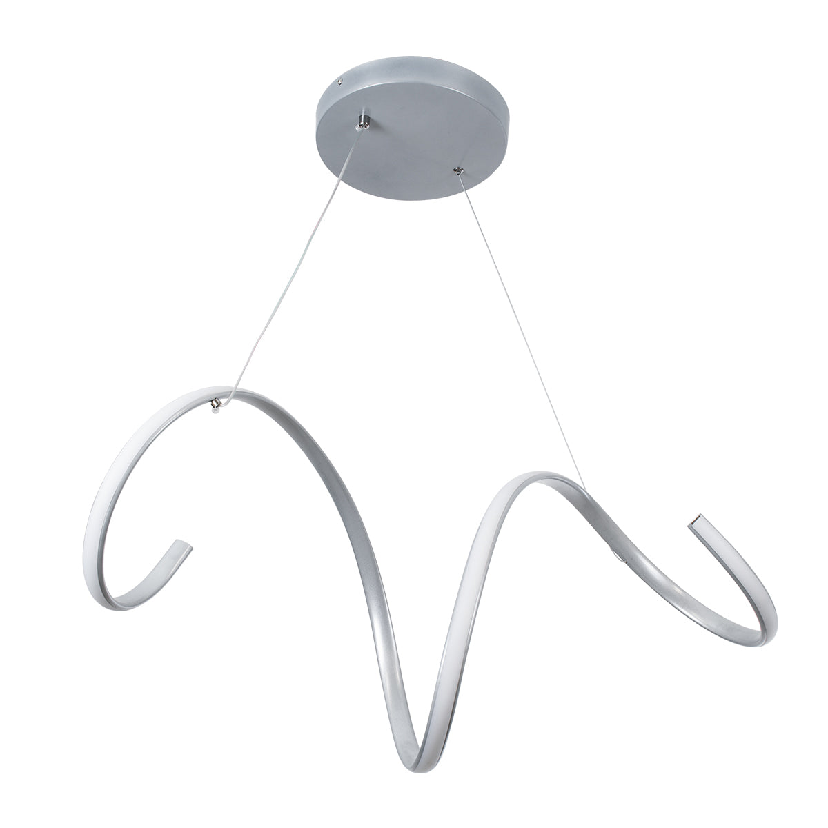 SPIRALE 61285 Κρεμαστό Φωτιστικό Οροφής Design LED CCT 75W 8400lm 300° AC 220-240V - Εναλλαγή Φωτισμού μέσω Τηλεχειριστηρίου All In One Ψυχρό 6000k+Φυσικό 4500k+Θερμό 2700k Dimmable Μ72 x Π25 x Υ30cm - Νίκελ Ασημί Βούρτσας