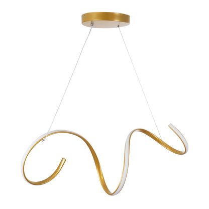 SPIRALE 61286 Μοντέρνο Κρεμαστό Φωτιστικό Οροφής LED 75W 8400lm 300° AC 220-240V IP20 Ρυθμιζόμενο Λευκό CCT με Χειριστήριο από 2700K έως 6000K Dimmable - Lumileds SMD Chip - Χρυσό Βούρτσας - Μ72 x Π25 x Υ30