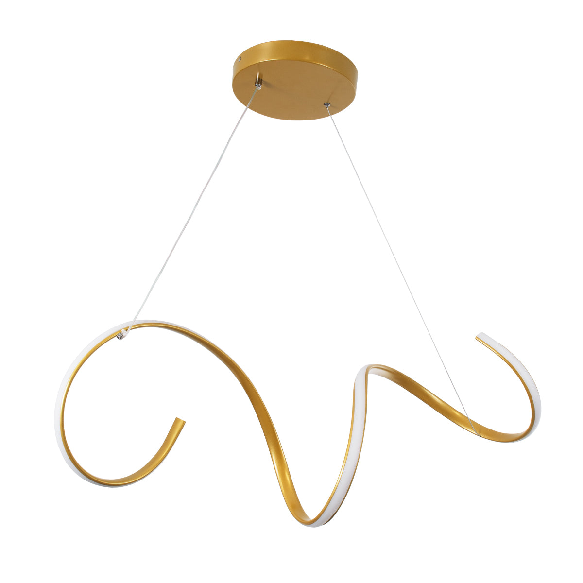 SPIRALE 61286 Μοντέρνο Κρεμαστό Φωτιστικό Οροφής LED 75W 8400lm 300° AC 220-240V IP20 Ρυθμιζόμενο Λευκό CCT με Χειριστήριο από 2700K έως 6000K Dimmable - Lumileds SMD Chip - Χρυσό Βούρτσας - Μ72 x Π25 x Υ30