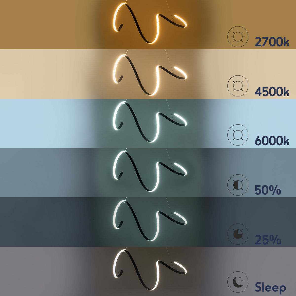 SPIRALE 61286 Μοντέρνο Κρεμαστό Φωτιστικό Οροφής LED 75W 8400lm 300° AC 220-240V IP20 Ρυθμιζόμενο Λευκό CCT με Χειριστήριο από 2700K έως 6000K Dimmable - Lumileds SMD Chip - Χρυσό Βούρτσας - Μ72 x Π25 x Υ30