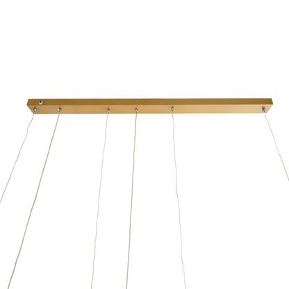 LINEARE 61291 Μοντέρνο Κρεμαστό Φωτιστικό Οροφής LED 67W 7504lm 300° AC 220-240V IP20 Ρυθμιζόμενο Λευκό CCT με Χειριστήριο από 2700K έως 6000K Dimmable - Lumileds SMD Chip - Χρυσό Βούρτσας - Μ130 x Π25 x Υ60