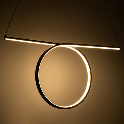 ROME 61294 Μοντέρνο Κρεμαστό Φωτιστικό Οροφής LED 24W 2640lm 200° AC 220-240V IP20 Ρυθμιζόμενο Λευκό CCT με On/Off 2700K/4500K/6000K - Lumileds SMD Chip - Μαύρο Ματ - Μ65.5 x Π4 x Υ33