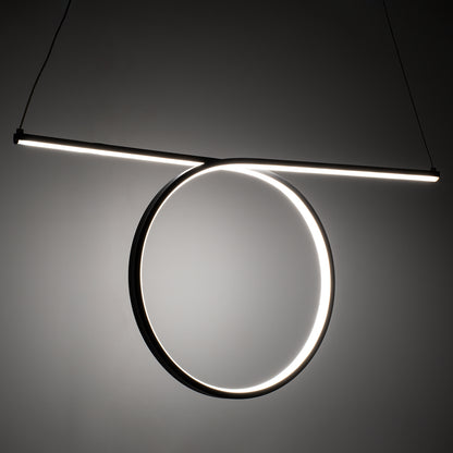 ROME 61294 Μοντέρνο Κρεμαστό Φωτιστικό Οροφής LED 24W 2640lm 200° AC 220-240V IP20 Ρυθμιζόμενο Λευκό CCT με On/Off 2700K/4500K/6000K - Lumileds SMD Chip - Μαύρο Ματ - Μ65.5 x Π4 x Υ33