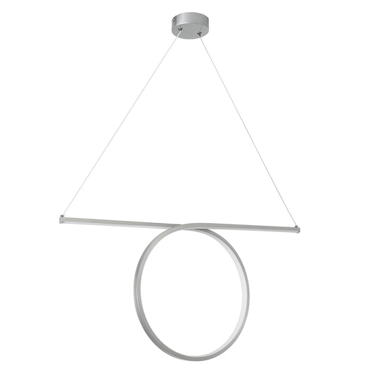 ROME 61296 Μοντέρνο Κρεμαστό Φωτιστικό Οροφής LED 24W 2640lm 200° AC 220-240V IP20 Ρυθμιζόμενο Λευκό CCT με On/Off 2700K/4500K/6000K - Lumileds SMD Chip - Νίκελ Βούρτσας - Μ65.5 x Π4 x Υ33