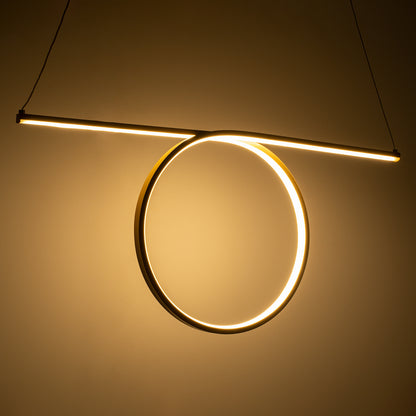 ROME 61297 Μοντέρνο Κρεμαστό Φωτιστικό Οροφής LED 24W 2640lm 200° AC 220-240V IP20 Ρυθμιζόμενο Λευκό CCT με On/Off 2700K/4500K/6000K - Lumileds SMD Chip - Χρυσό Βούρτσας - Μ65.5 x Π4 x Υ33